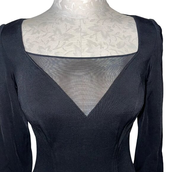 Tadashi Vintage Bodycon Dress Size Small Long Sleeves Side Slits Deadstock New - Picture 9 of 14